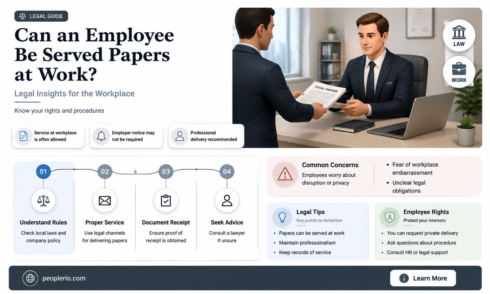 can an employee be served papers at work