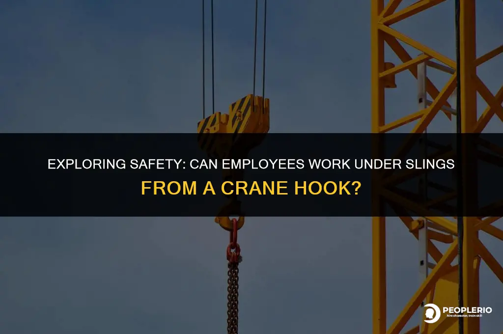 can an employee work under slings from a crane hook