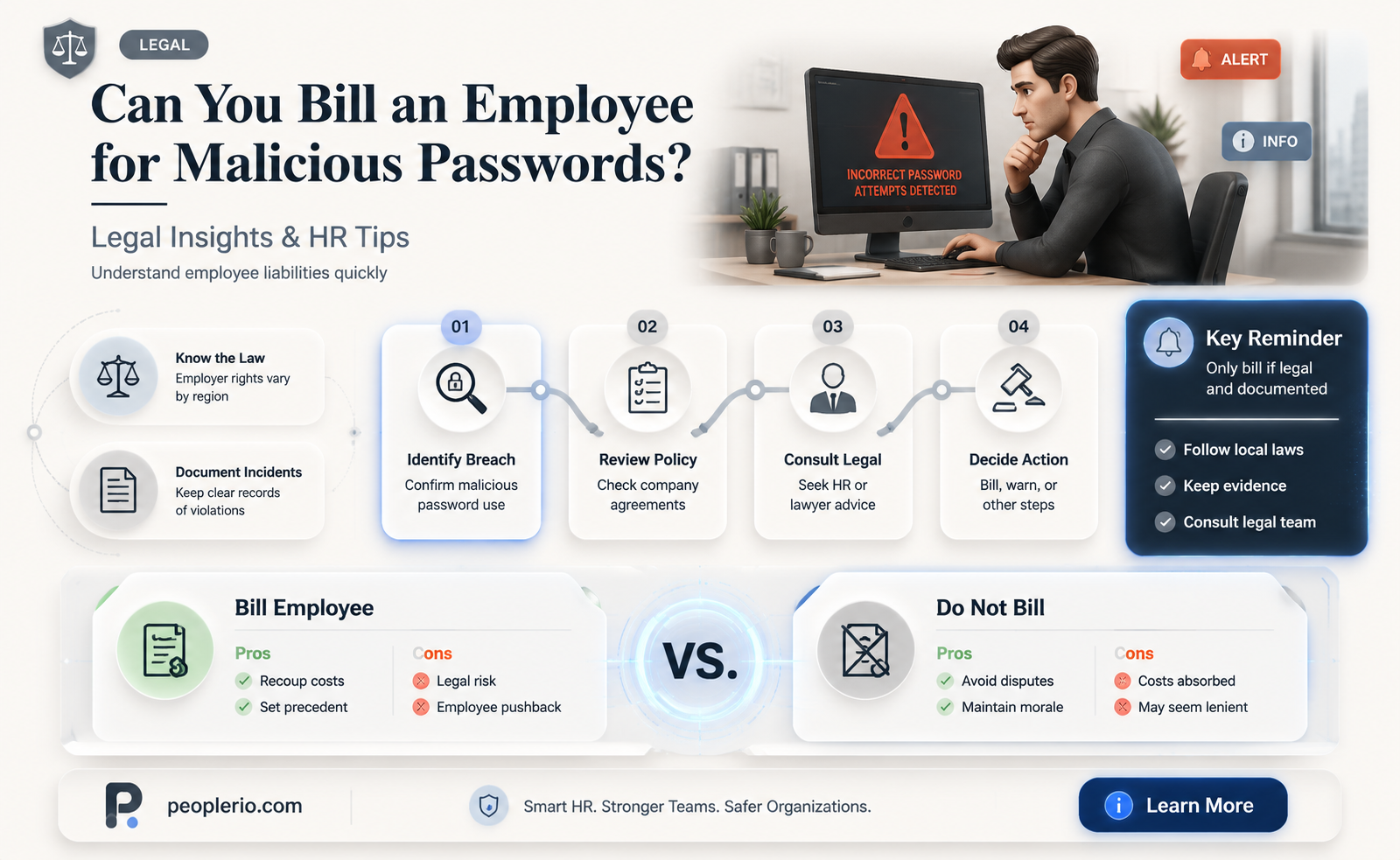 can you bill an employee for malicious computer password