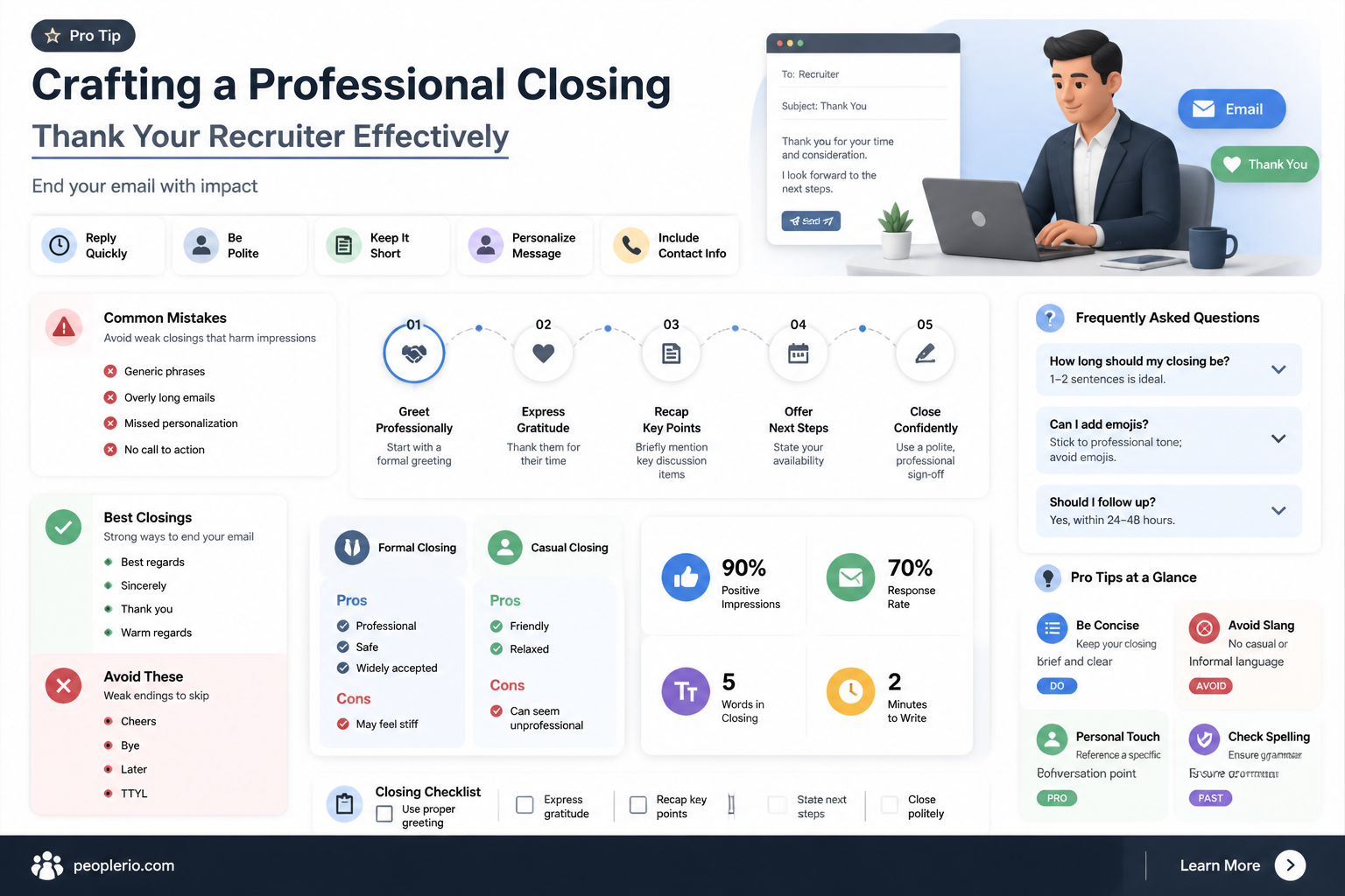 how to close a thank you email for recruiter