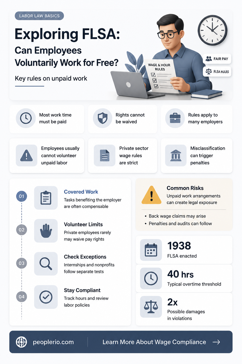 can an employee volunteer to work for free under flsa