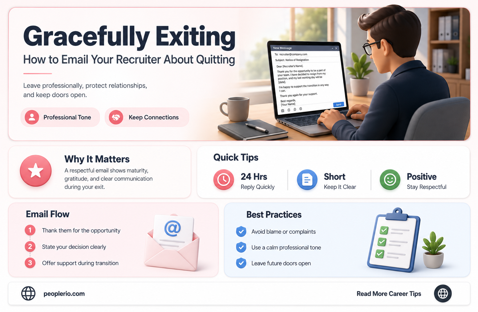 how to email recruiter about quititng