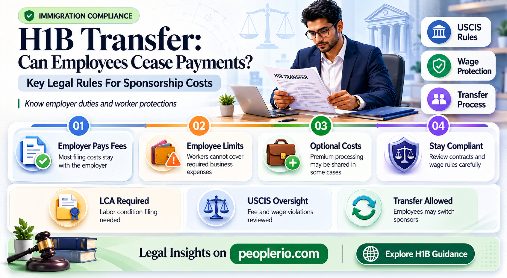 can employee stop paying after h1b transfer