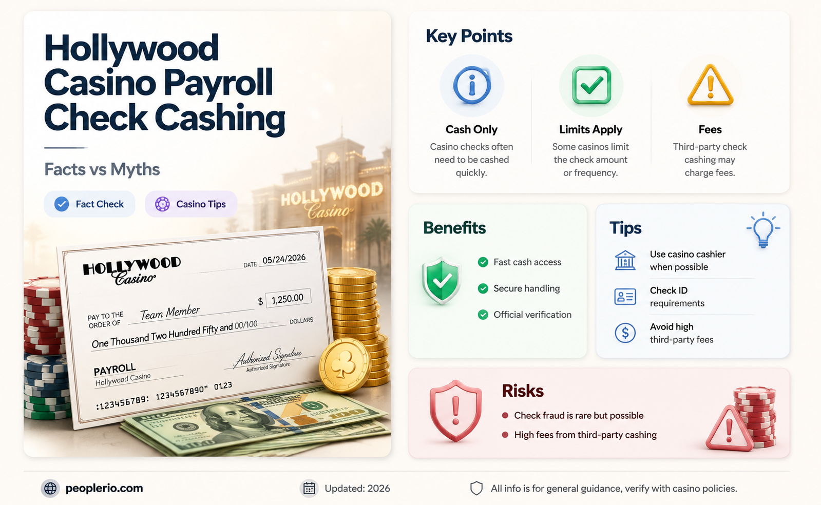 does hollywood casino cash payroll checks