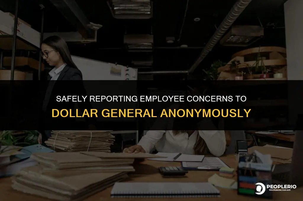 how to anonymously report an employee complaint to dollar general