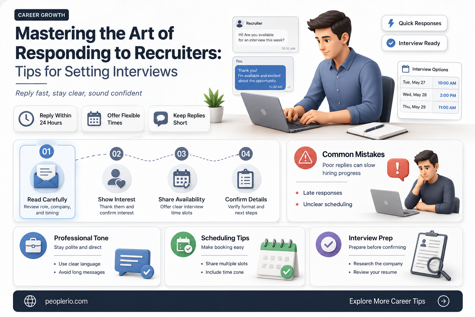 how to reply recruiter to set interviews