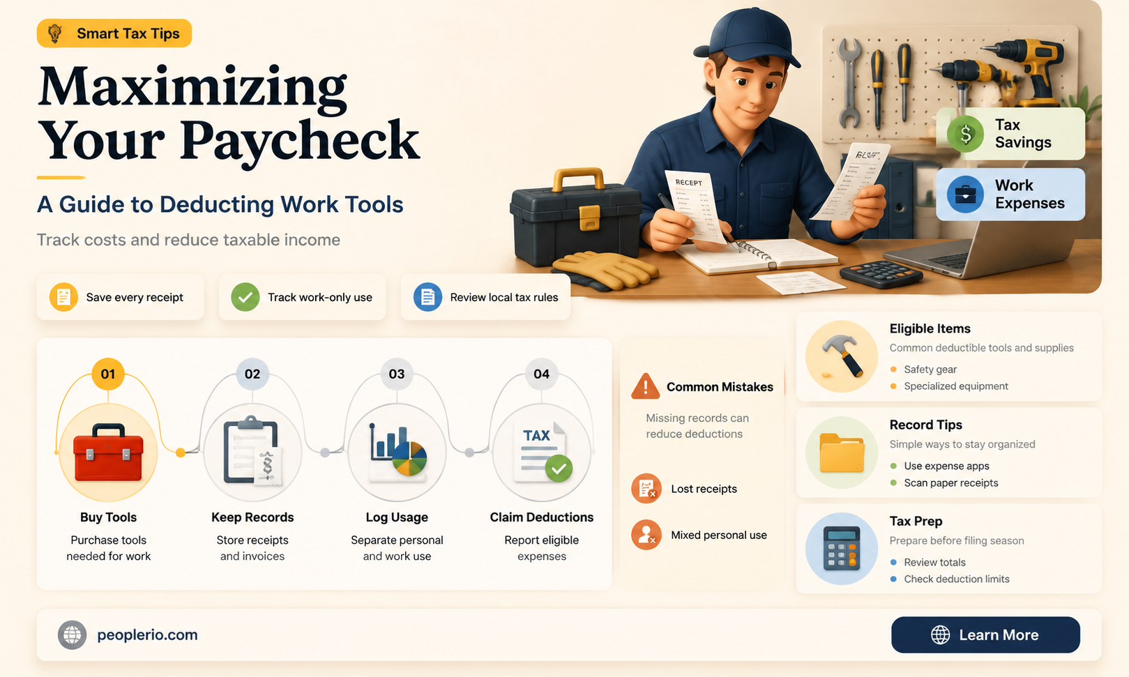 can i deduct my tools for work on payroll