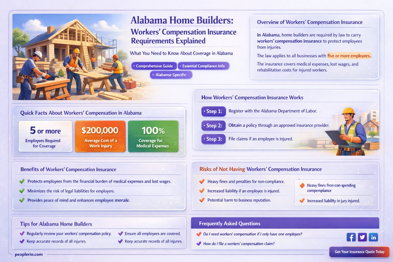are alabama home builders required to have workers compensation insurance