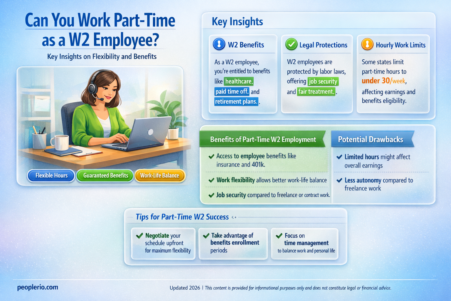 can i work part time as w2 employee