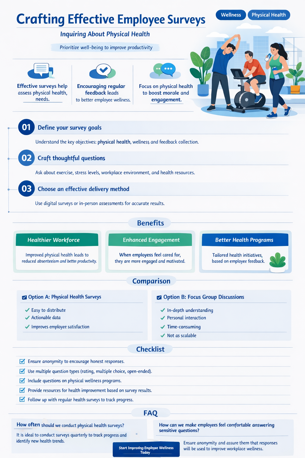 how to ask about physical health in an employee survey