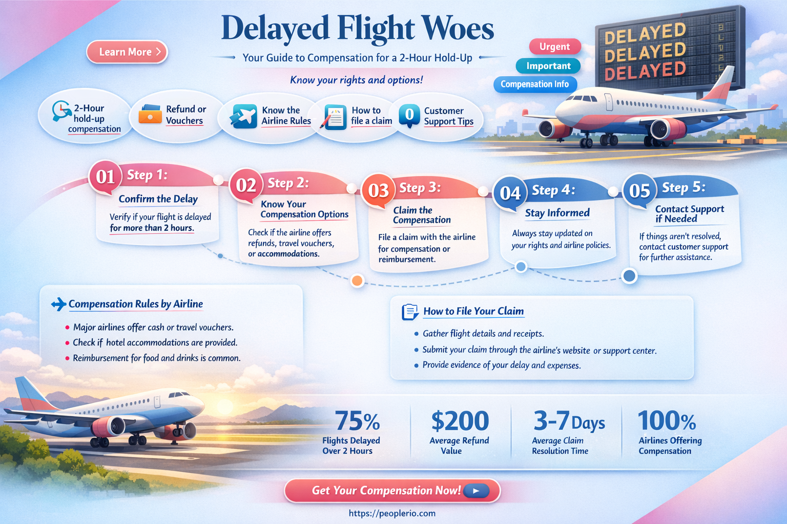 can I claim compensation for a 2 hour flight delay