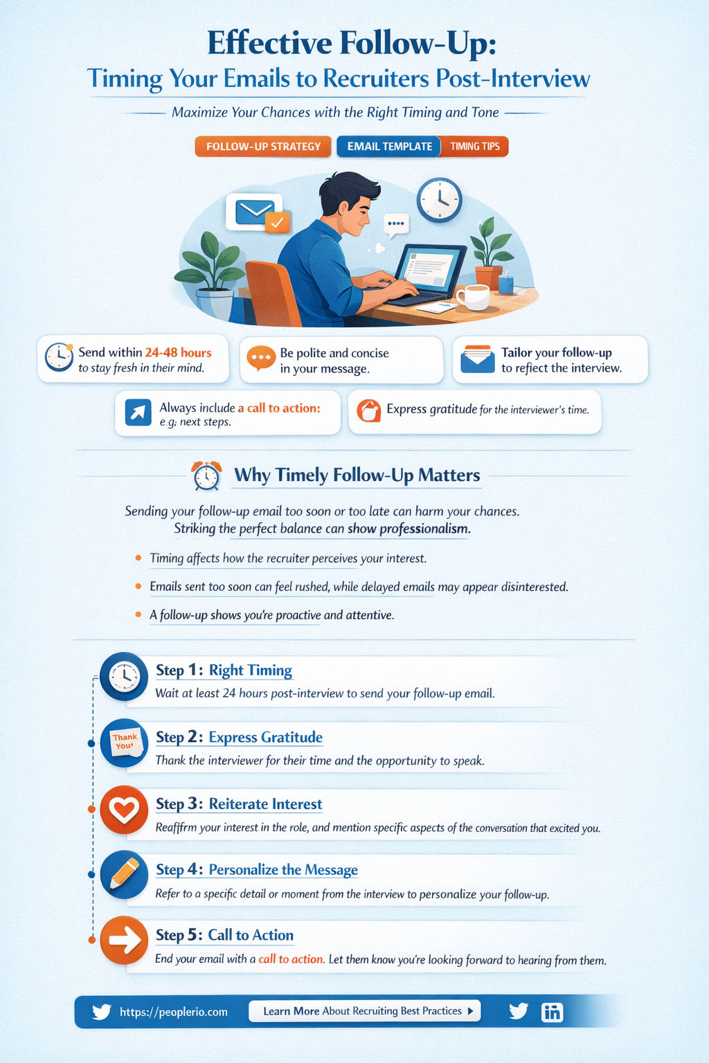how often should i email a recruiter after an interview