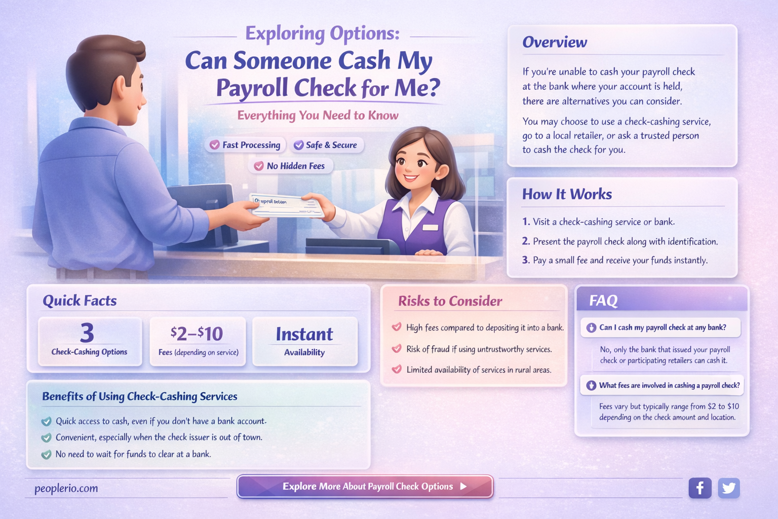can someone cash my payroll check for me