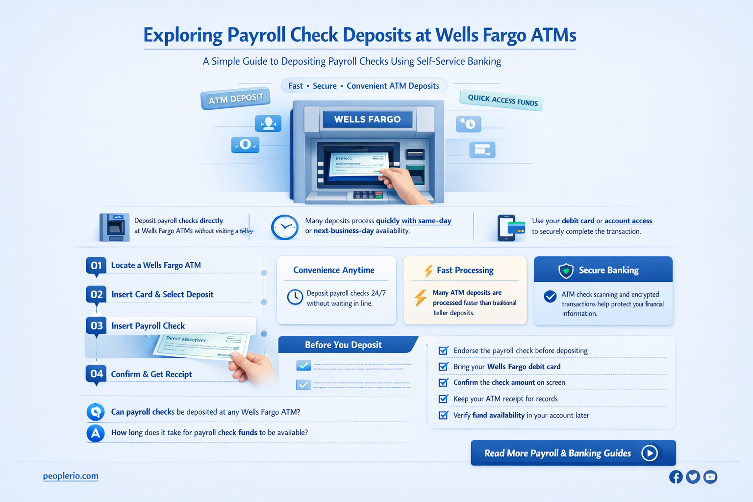 can you deposit payroll checks at wells fargo atm