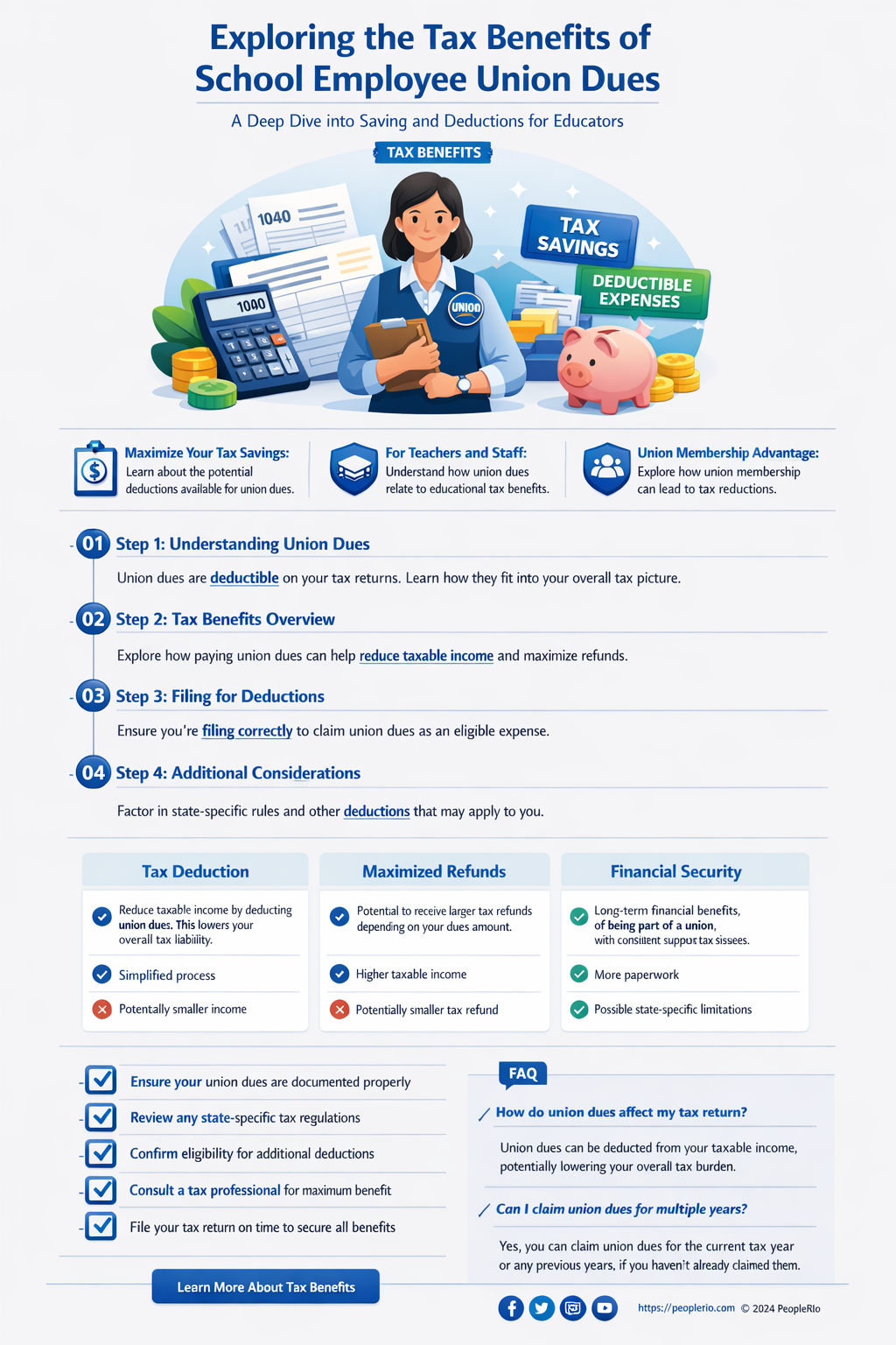 are school employee union dues tax deductible