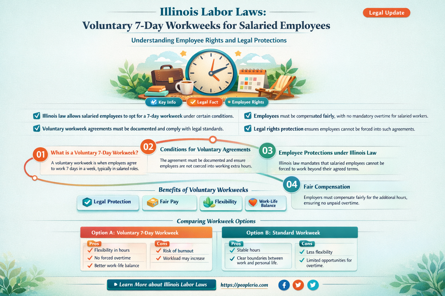 can a salaried employee work 7 days voluntarily illinois