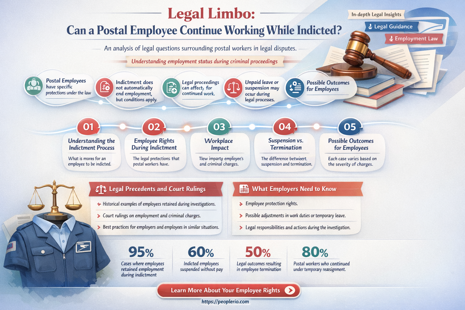 can a postal employee work while being indicted