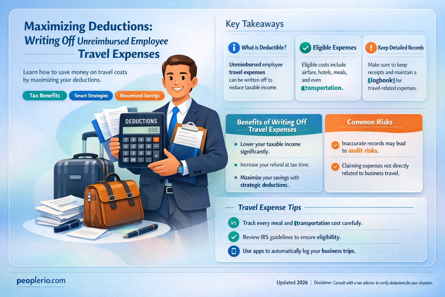 can write off unreimbursed employee travel expenses