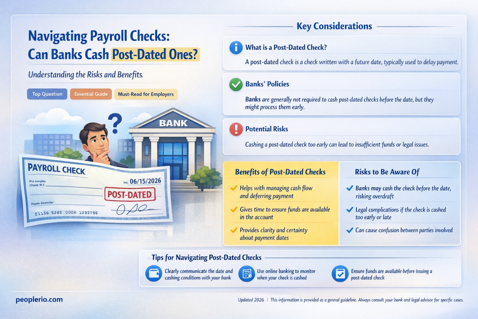 can a bank cash a post dated payroll check