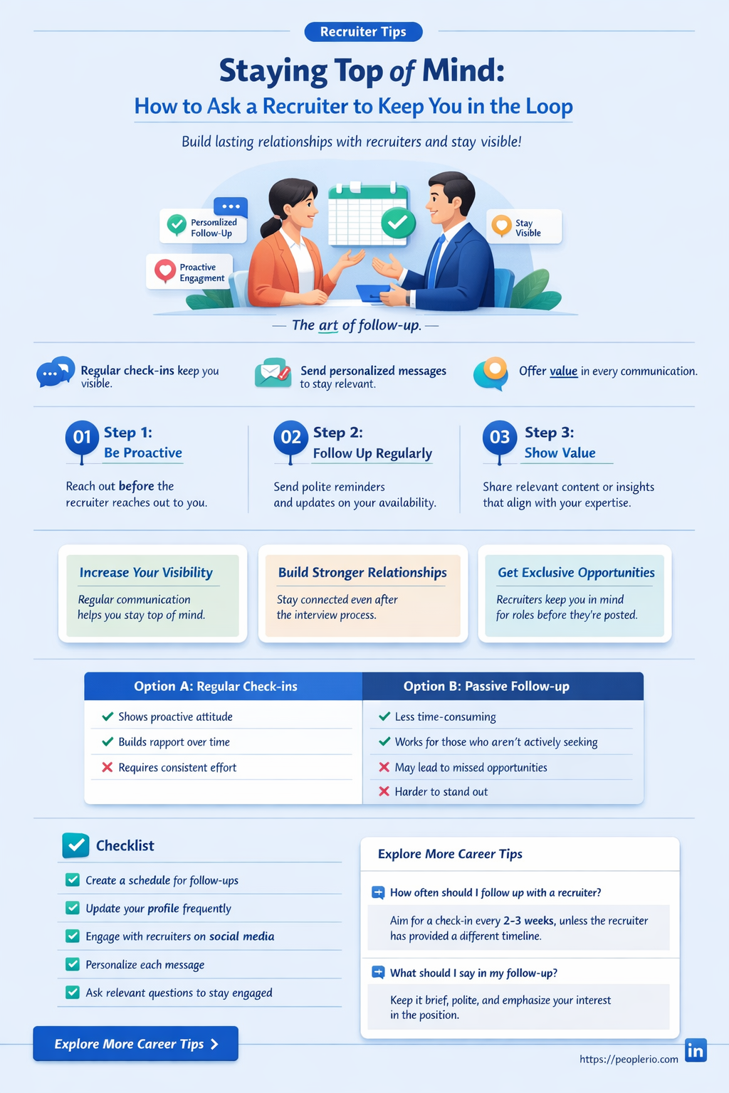 how to ask a recruiter to keep you in mind