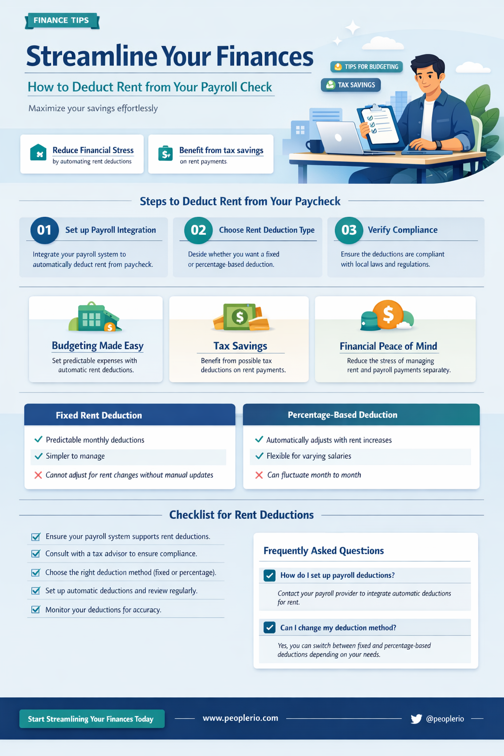 can you deduct rent payment from your payroll check