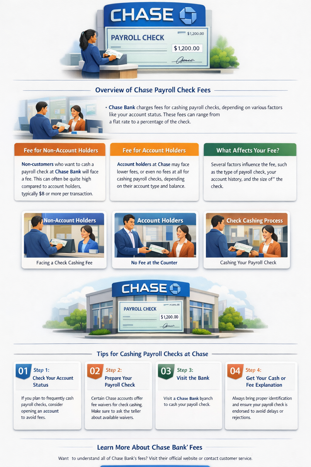 does chase charge to cash payroll checks