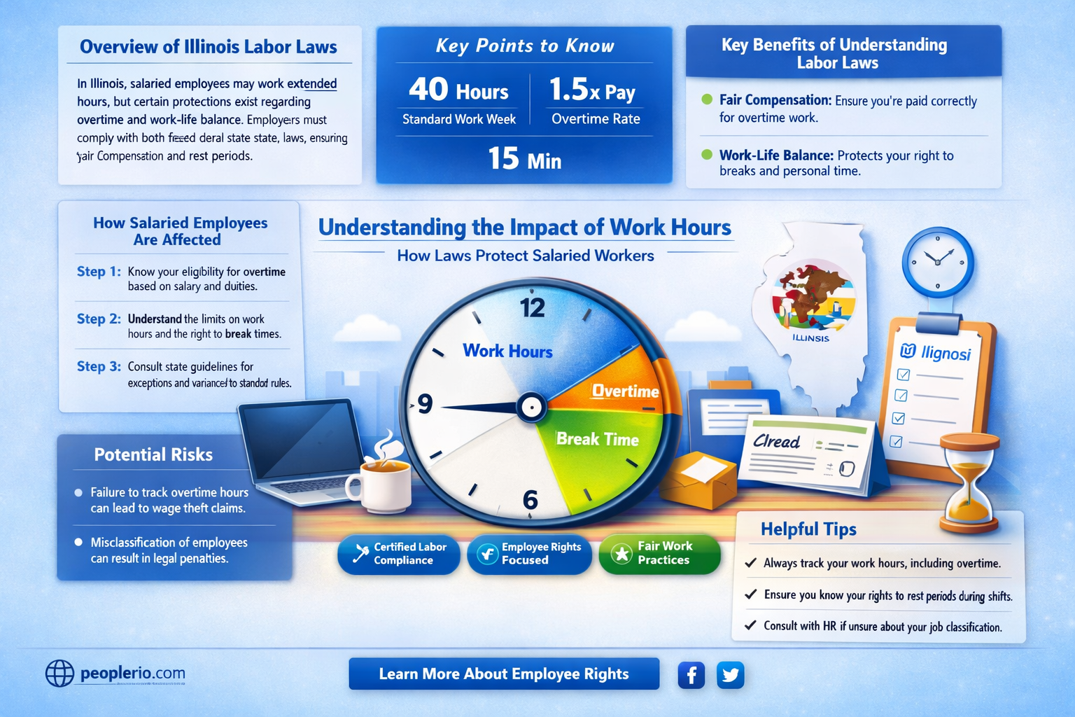 how many hours can a salaried employee work in illinois