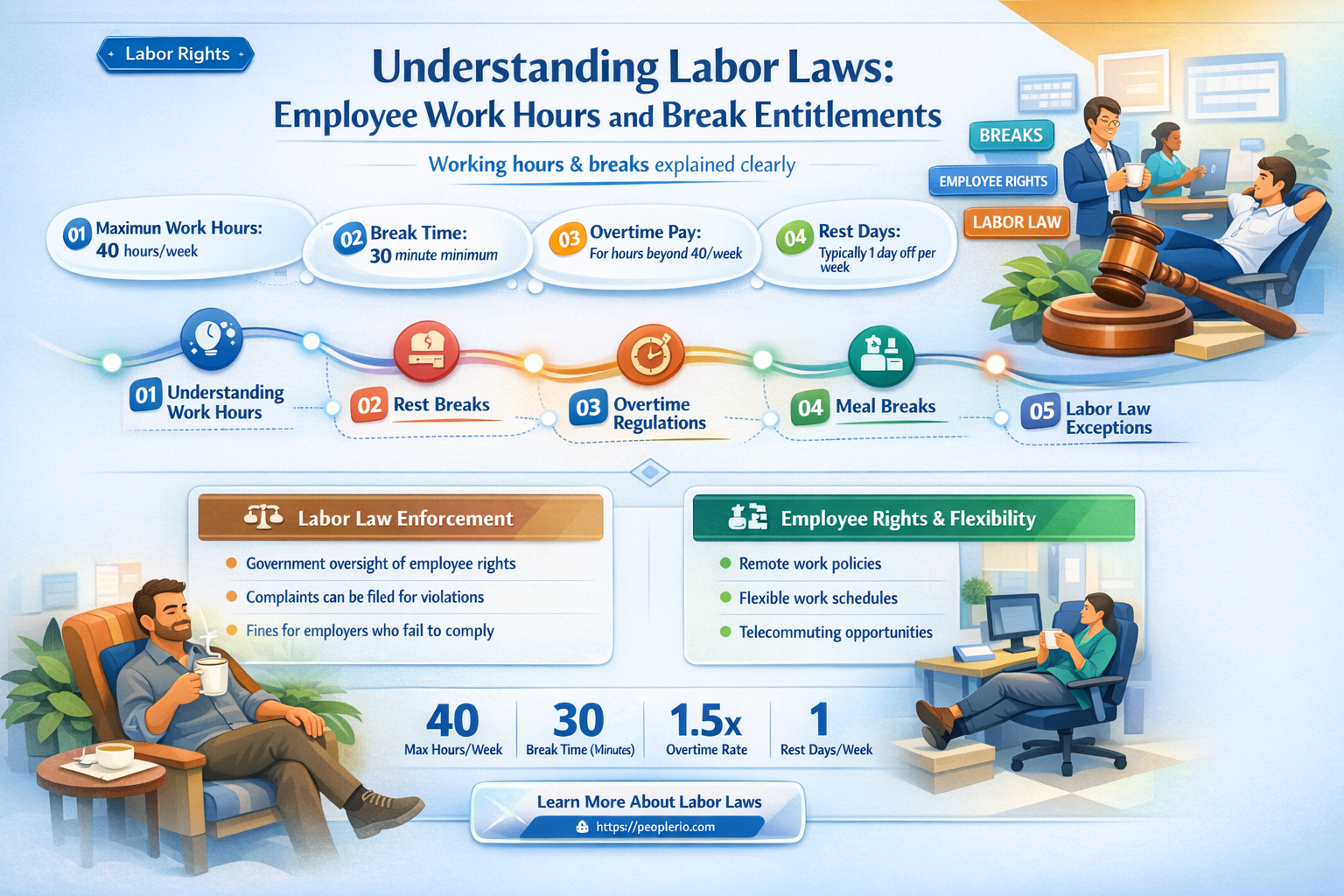 how many hours can employee work without break