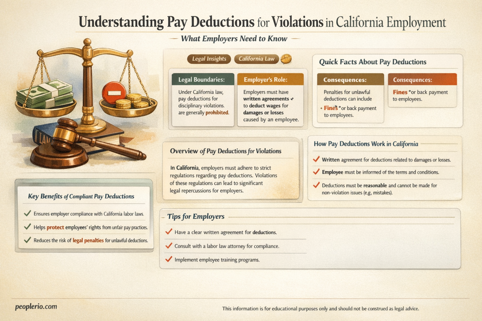 can a ca employee deduct pay for violations