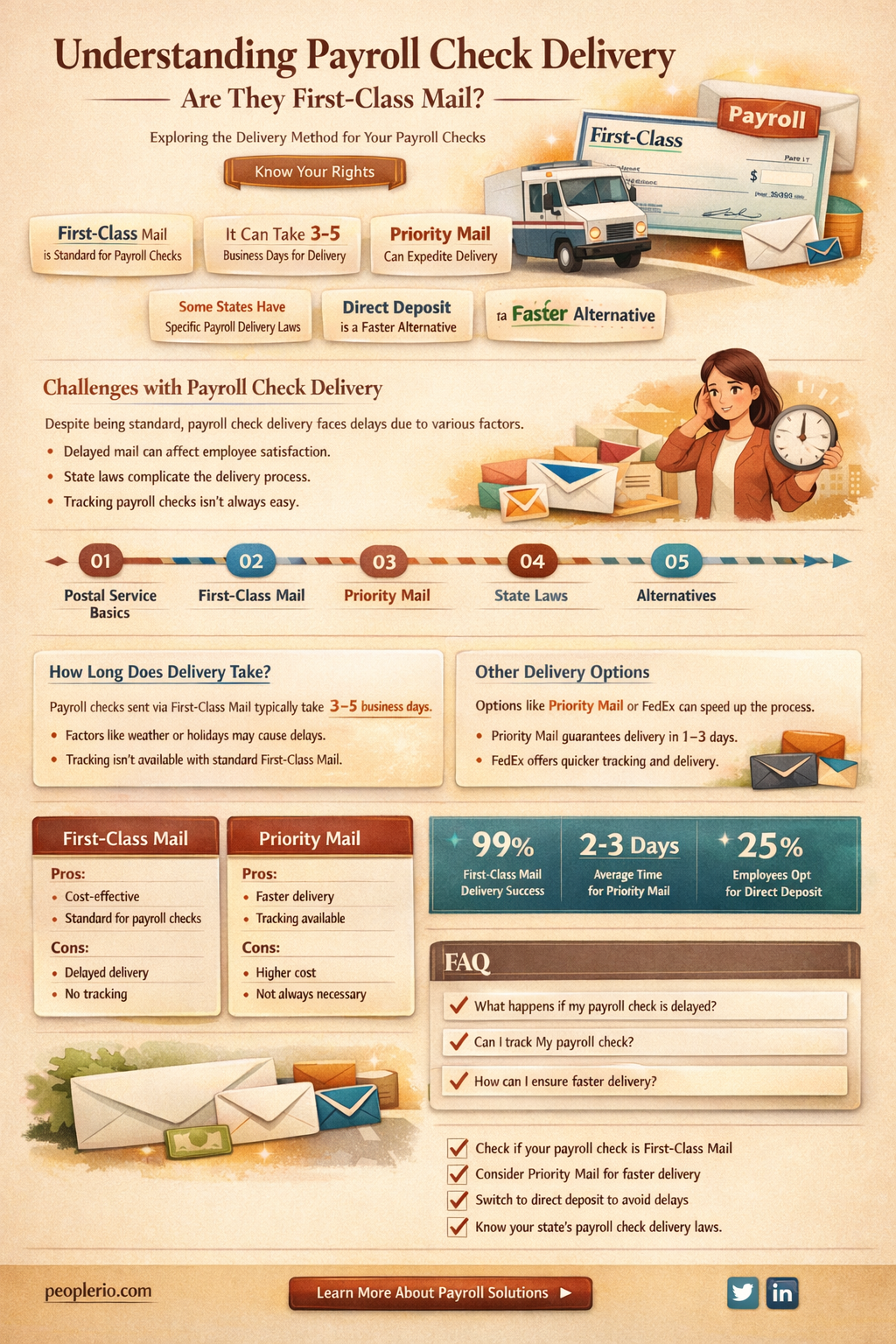 are payroll checks first class mail
