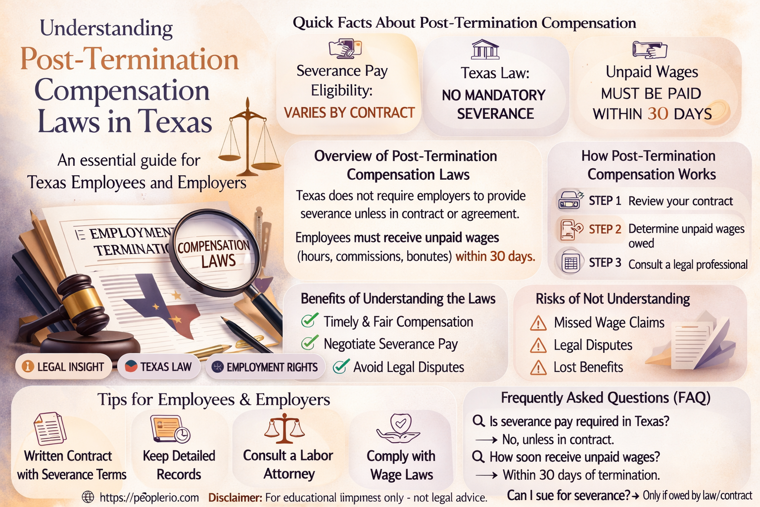 are companies in Texas supposed to pay compensation after termination