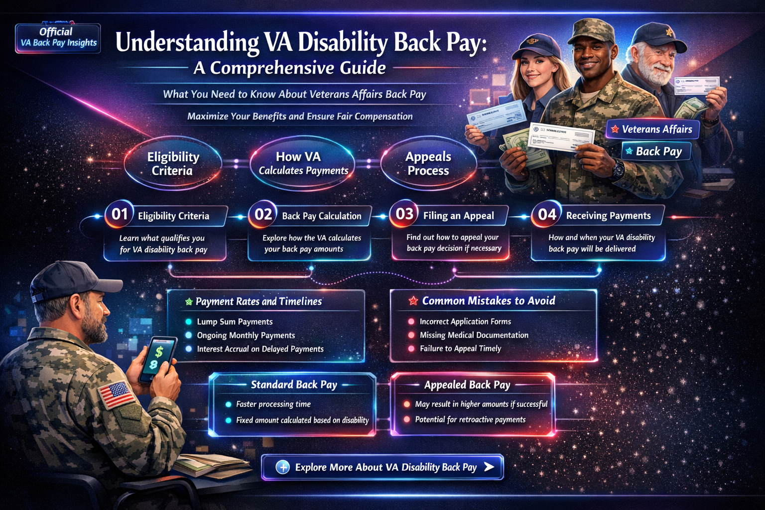 how much back pay for va disability