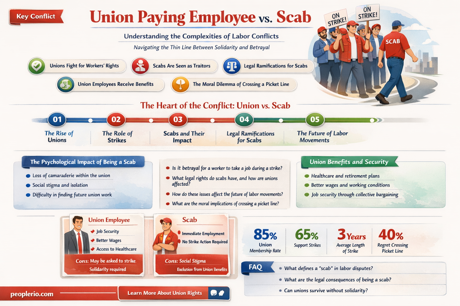 can a union paying employee be a scab