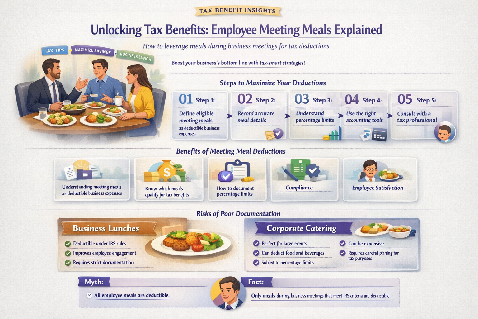 are meals for employee meetings tax deductible