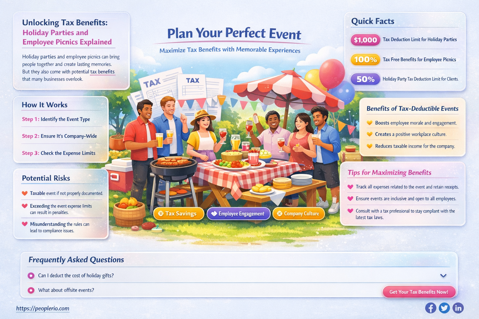 are holiday parties and employee picnics tax deductible