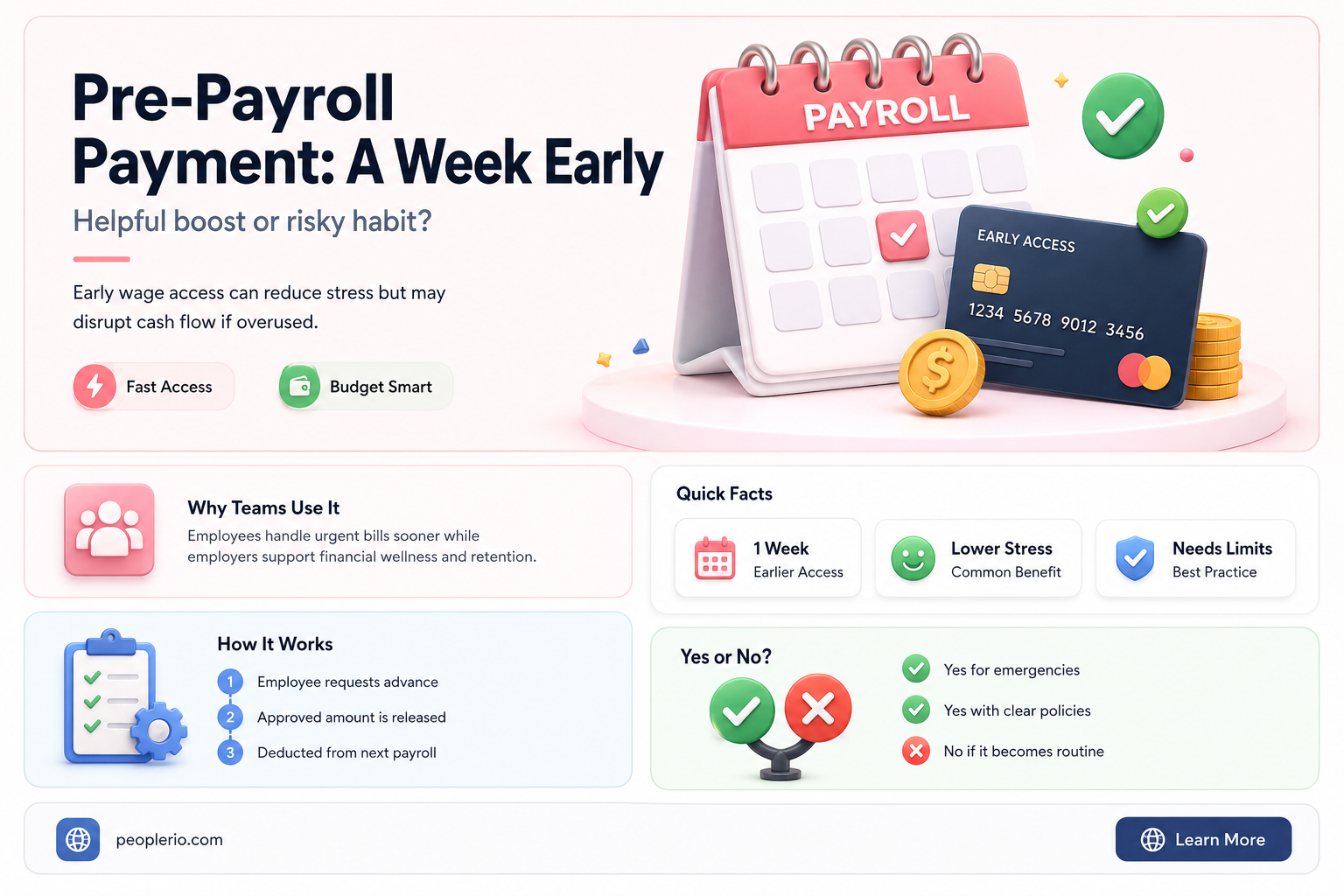 can i continue to pay employers one week before payroll