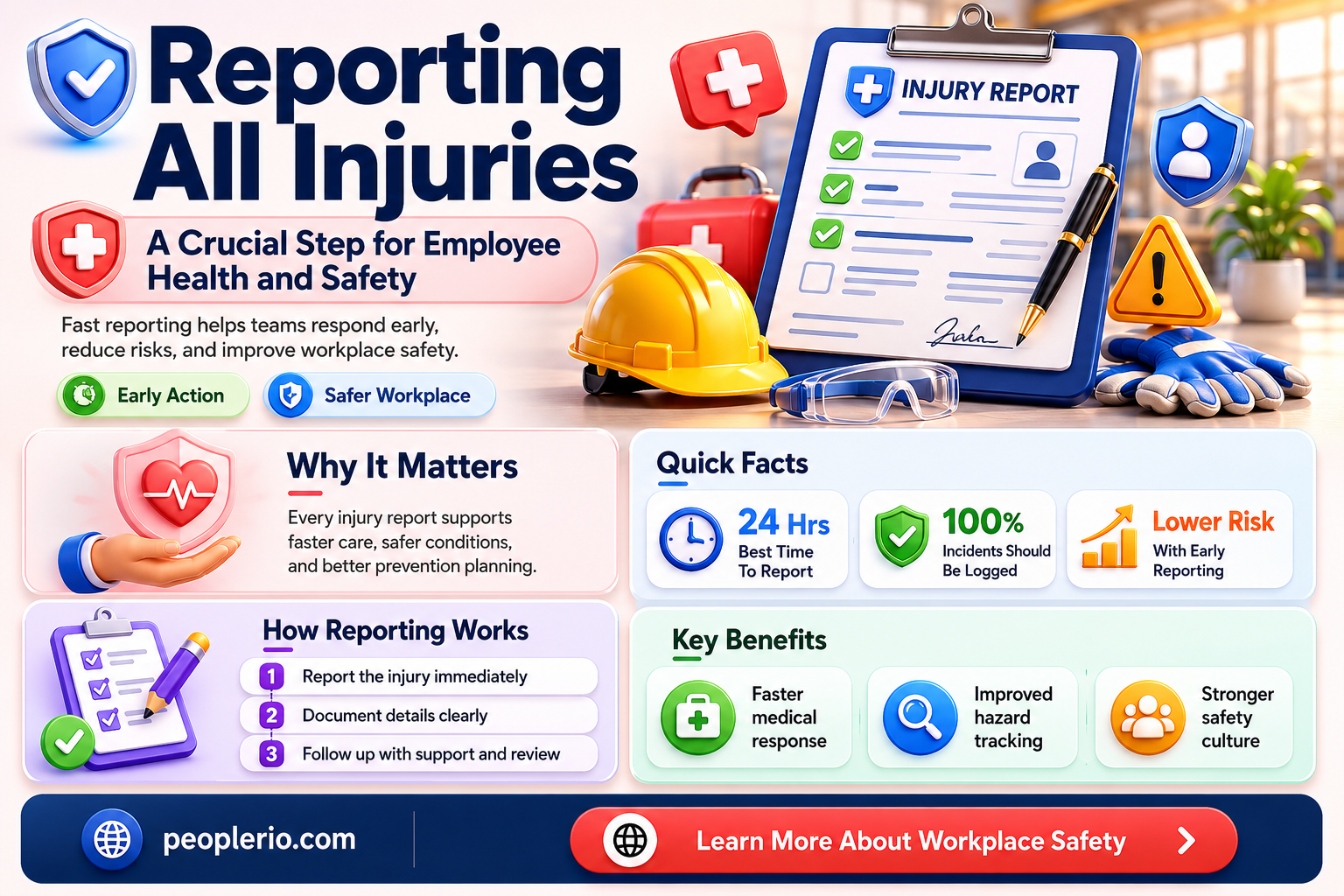 should all injuries be reported to employee health at hospital