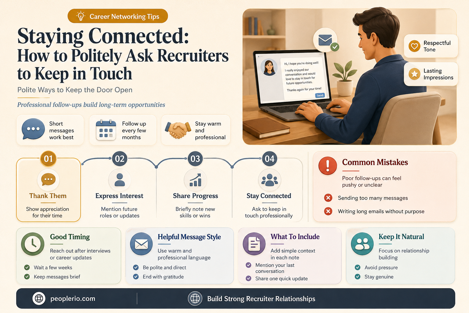 how to ask recruiter to astay in contact