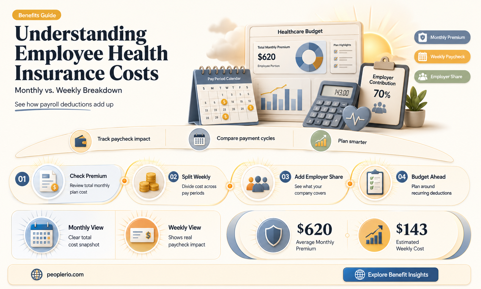 is my employee cost monthly or weekly health insurance