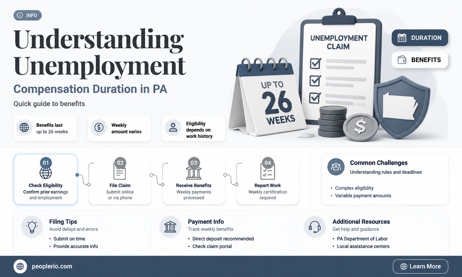how many weeks of unemployment compensation in Pennsylvania