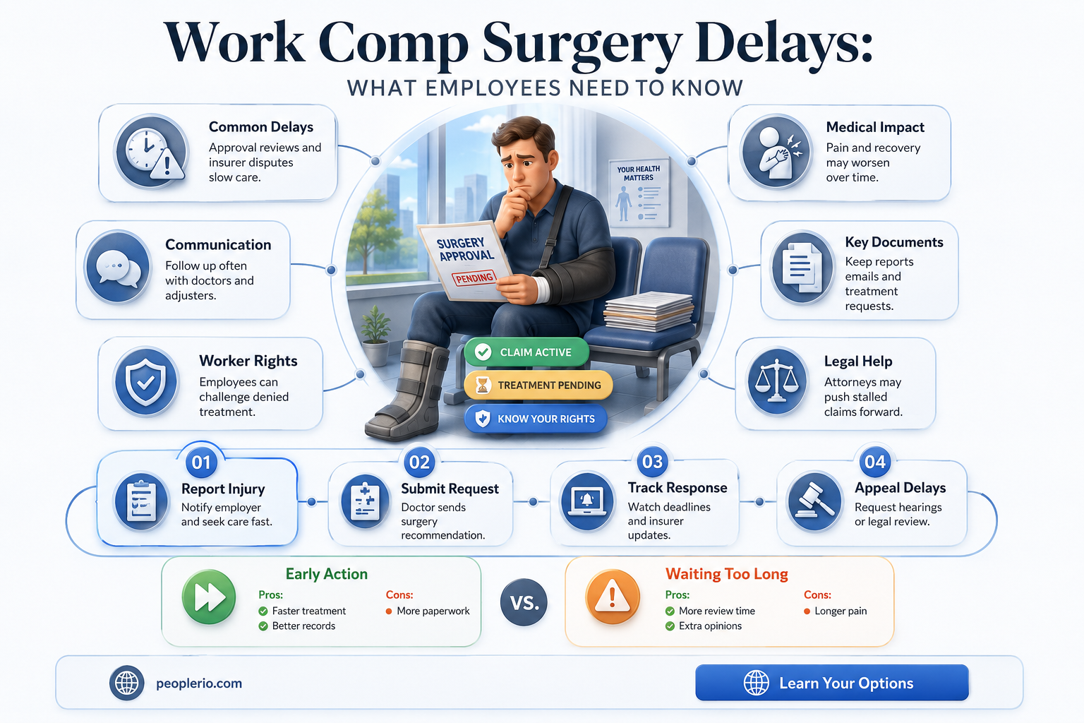 can an employee on work comp delay surgery