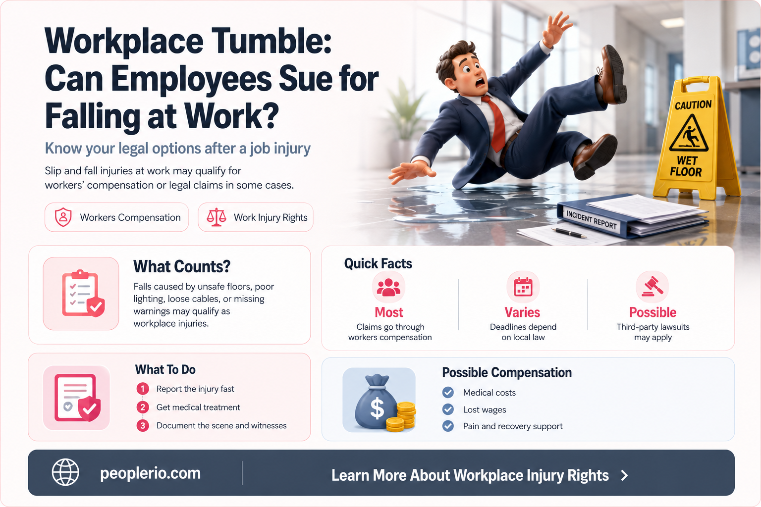 can an employee sue fro falling at work